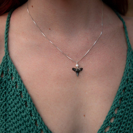 Freshwater Pearl X Lemon Shark Tooth Necklace